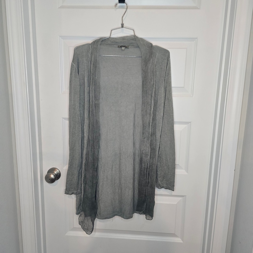 Epoca Cardigan Women L Gray Viscose Silk Open Front Minimalist Chic Layering
